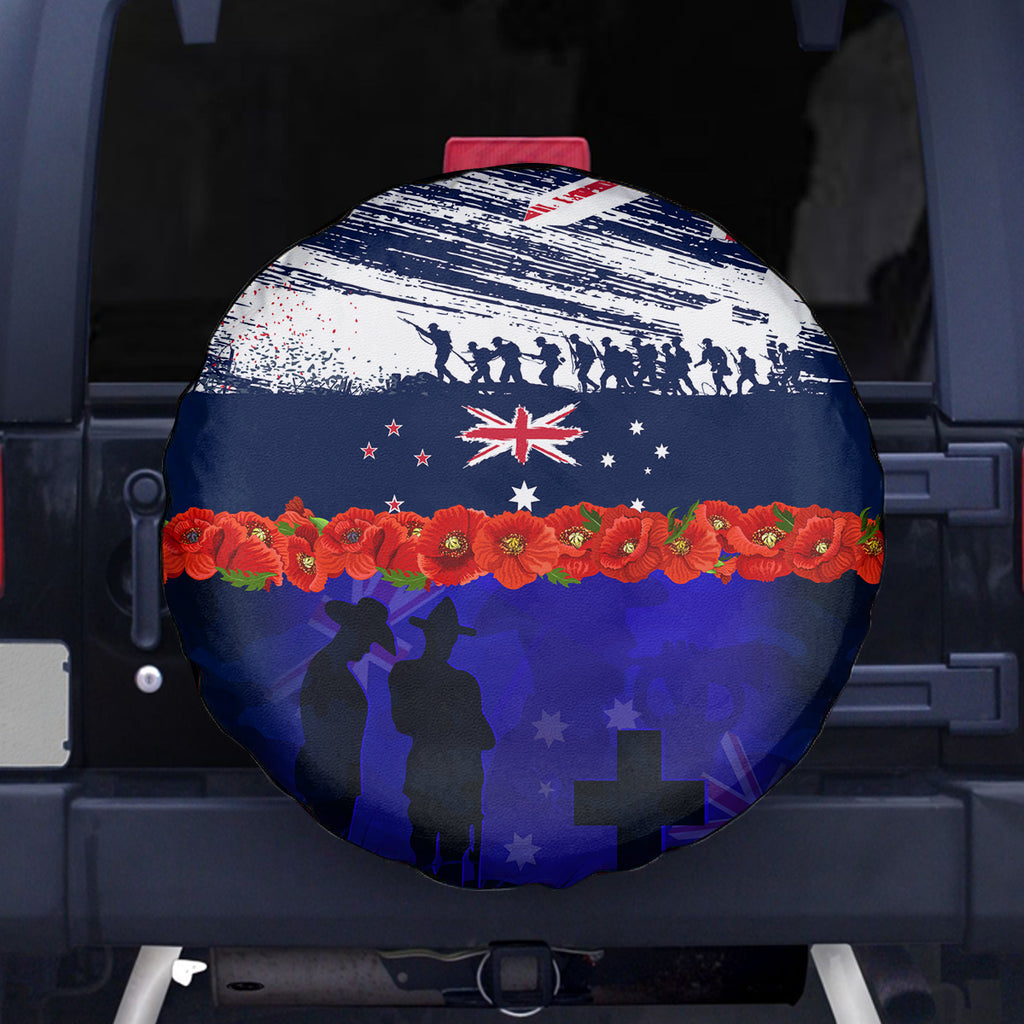 New Zealand and Australia ANZAC Day Spare Tire Cover Lest We Forget Red Poppy Flowers and Soldier