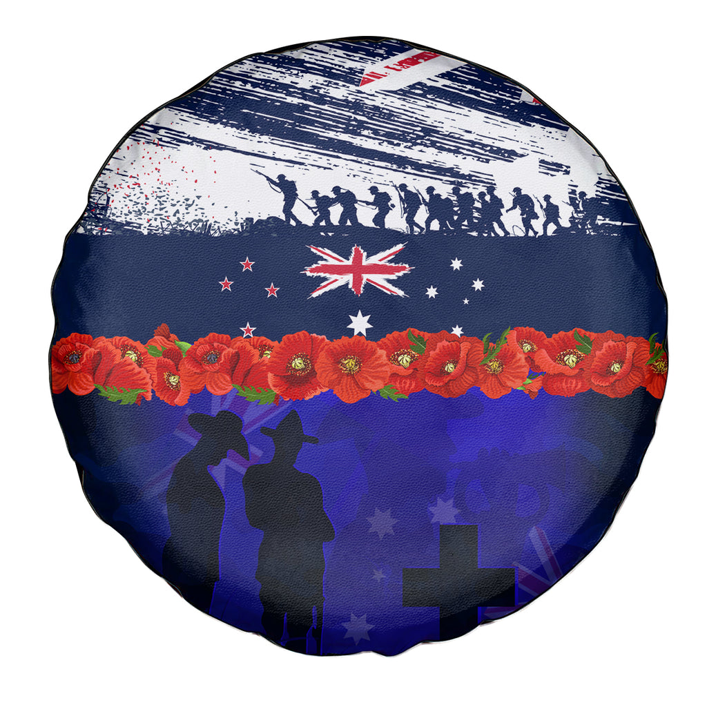 New Zealand and Australia ANZAC Day Spare Tire Cover Lest We Forget Red Poppy Flowers and Soldier