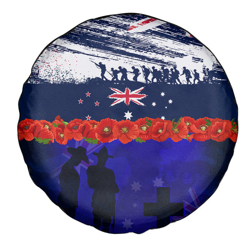 New Zealand and Australia ANZAC Day Spare Tire Cover Lest We Forget Red Poppy Flowers and Soldier