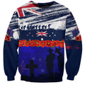 New Zealand and Australia ANZAC Day Sweatshirt Lest We Forget Red Poppy Flowers and Soldier
