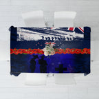 New Zealand and Australia ANZAC Day Tablecloth Lest We Forget Red Poppy Flowers and Soldier