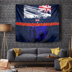 New Zealand and Australia ANZAC Day Tapestry Lest We Forget Red Poppy Flowers and Soldier