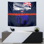 New Zealand and Australia ANZAC Day Tapestry Lest We Forget Red Poppy Flowers and Soldier