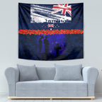 New Zealand and Australia ANZAC Day Tapestry Lest We Forget Red Poppy Flowers and Soldier
