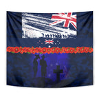New Zealand and Australia ANZAC Day Tapestry Lest We Forget Red Poppy Flowers and Soldier