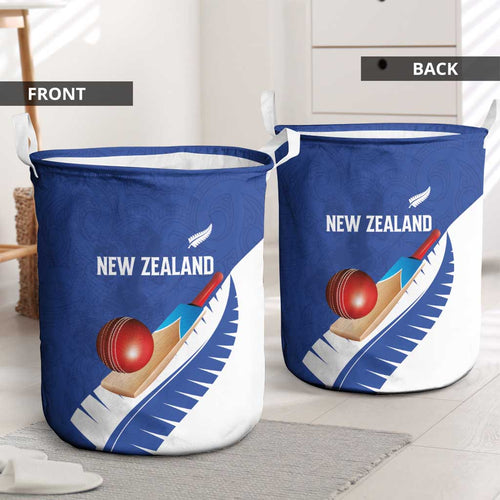 New Zealand Cricket Laundry Basket Kiwi Birds Haka Dance Blue Fern Sporty Style