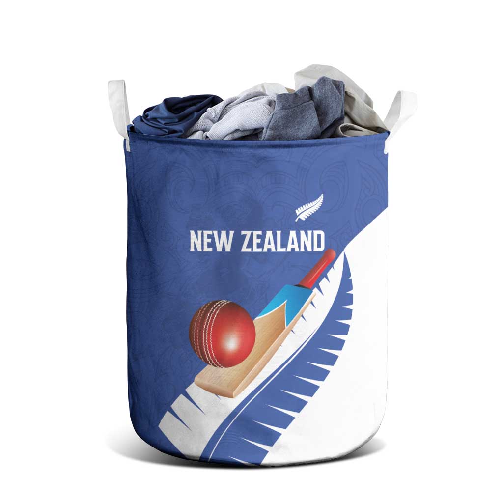 New Zealand Cricket Laundry Basket Kiwi Birds Haka Dance Blue Fern Sporty Style
