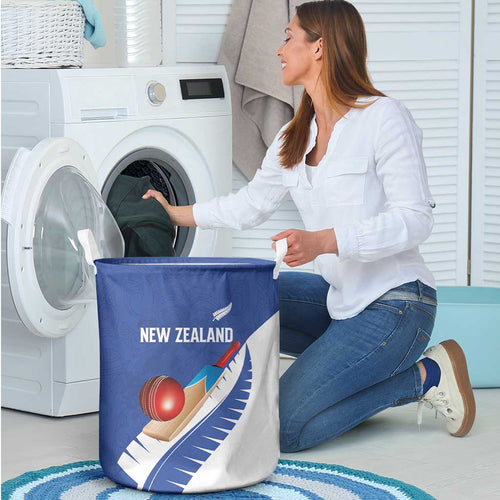 New Zealand Cricket Laundry Basket Kiwi Birds Haka Dance Blue Fern Sporty Style