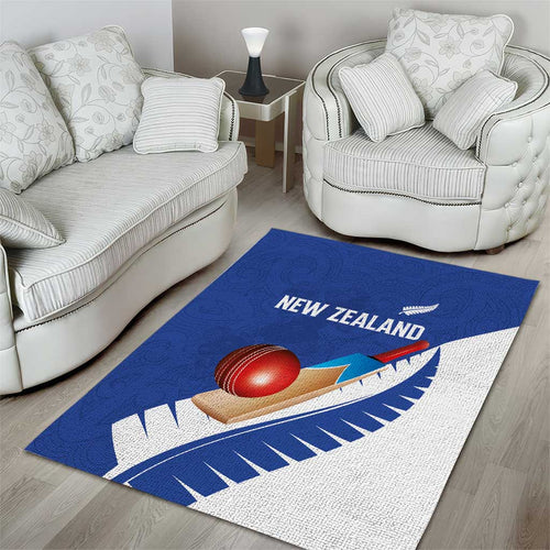 New Zealand Cricket Area Rug Kiwi Birds Haka Dance Blue Fern Sporty Style