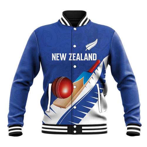 Custom New Zealand Cricket Baseball Jacket Kiwi Birds Haka Dance Blue Fern Sporty Style