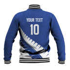 Custom New Zealand Cricket Baseball Jacket Kiwi Birds Haka Dance Blue Fern Sporty Style