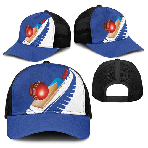 New Zealand Cricket Baseball Net Cap Kiwi Birds Haka Dance Blue Fern Sporty Style
