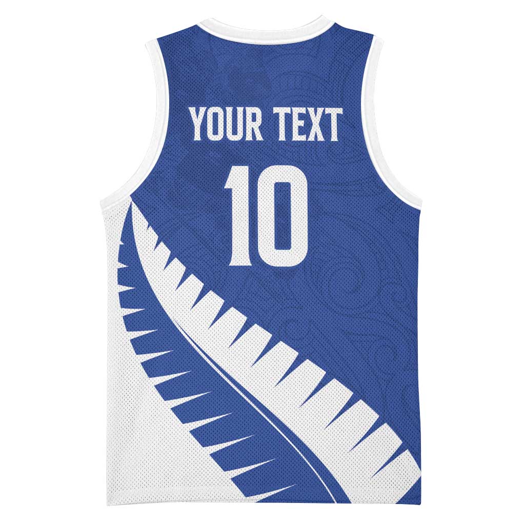 Custom New Zealand Cricket Basketball Jersey Kiwi Birds Haka Dance Blue Fern Sporty Style