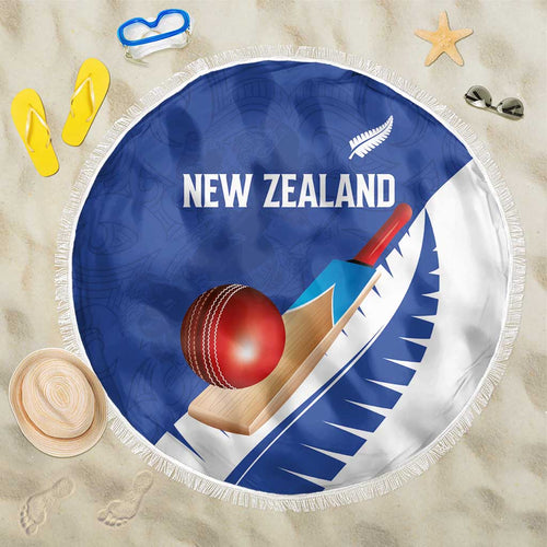 New Zealand Cricket Beach Blanket Kiwi Birds Haka Dance Blue Fern Sporty Style