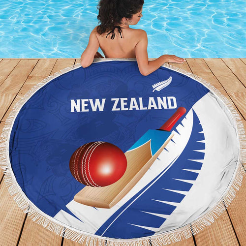 New Zealand Cricket Beach Blanket Kiwi Birds Haka Dance Blue Fern Sporty Style