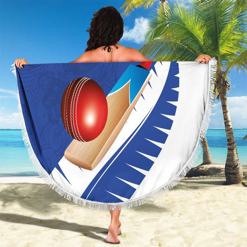 New Zealand Cricket Beach Blanket Kiwi Birds Haka Dance Blue Fern Sporty Style