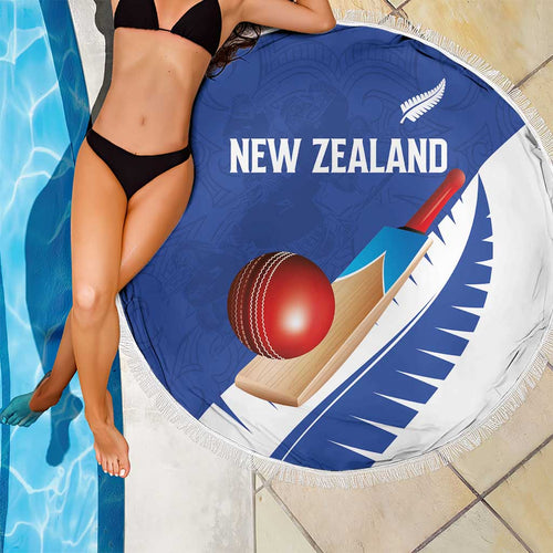 New Zealand Cricket Beach Blanket Kiwi Birds Haka Dance Blue Fern Sporty Style