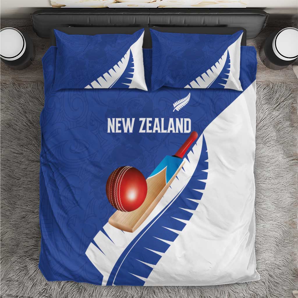 New Zealand Cricket Bedding Set Kiwi Birds Haka Dance Blue Fern Sporty Style