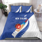 New Zealand Cricket Bedding Set Kiwi Birds Haka Dance Blue Fern Sporty Style