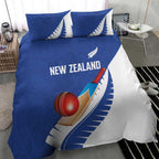 New Zealand Cricket Bedding Set Kiwi Birds Haka Dance Blue Fern Sporty Style