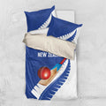 New Zealand Cricket Bedding Set Kiwi Birds Haka Dance Blue Fern Sporty Style