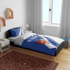 New Zealand Cricket Bedding Set Kiwi Birds Haka Dance Blue Fern Sporty Style
