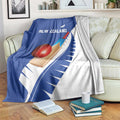 New Zealand Cricket Blanket Kiwi Birds Haka Dance Blue Fern Sporty Style