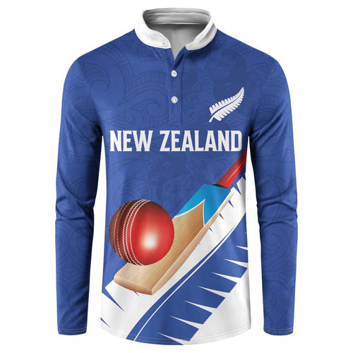 Custom New Zealand Cricket Button Sweatshirt Kiwi Birds Haka Dance Blue Fern Sporty Style
