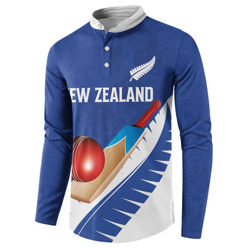 Custom New Zealand Cricket Button Sweatshirt Kiwi Birds Haka Dance Blue Fern Sporty Style
