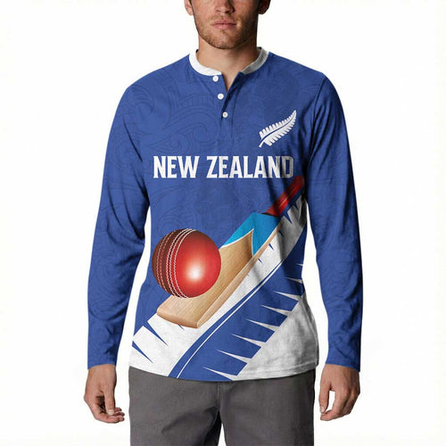 Custom New Zealand Cricket Button Sweatshirt Kiwi Birds Haka Dance Blue Fern Sporty Style