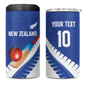 Custom New Zealand Cricket 4 in 1 Can Cooler Tumbler Kiwi Birds Haka Dance Blue Fern Sporty Style