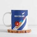 Custom New Zealand Cricket Ceramic Mug Kiwi Birds Haka Dance Blue Fern Sporty Style