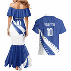 Custom New Zealand Cricket Couples Matching Mermaid Dress and Hawaiian Shirt Kiwi Birds Haka Dance Blue Fern Sporty Style