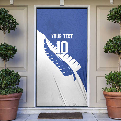 Custom New Zealand Cricket Door Cover Kiwi Birds Haka Dance Blue Fern Sporty Style