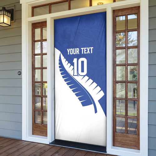Custom New Zealand Cricket Door Cover Kiwi Birds Haka Dance Blue Fern Sporty Style