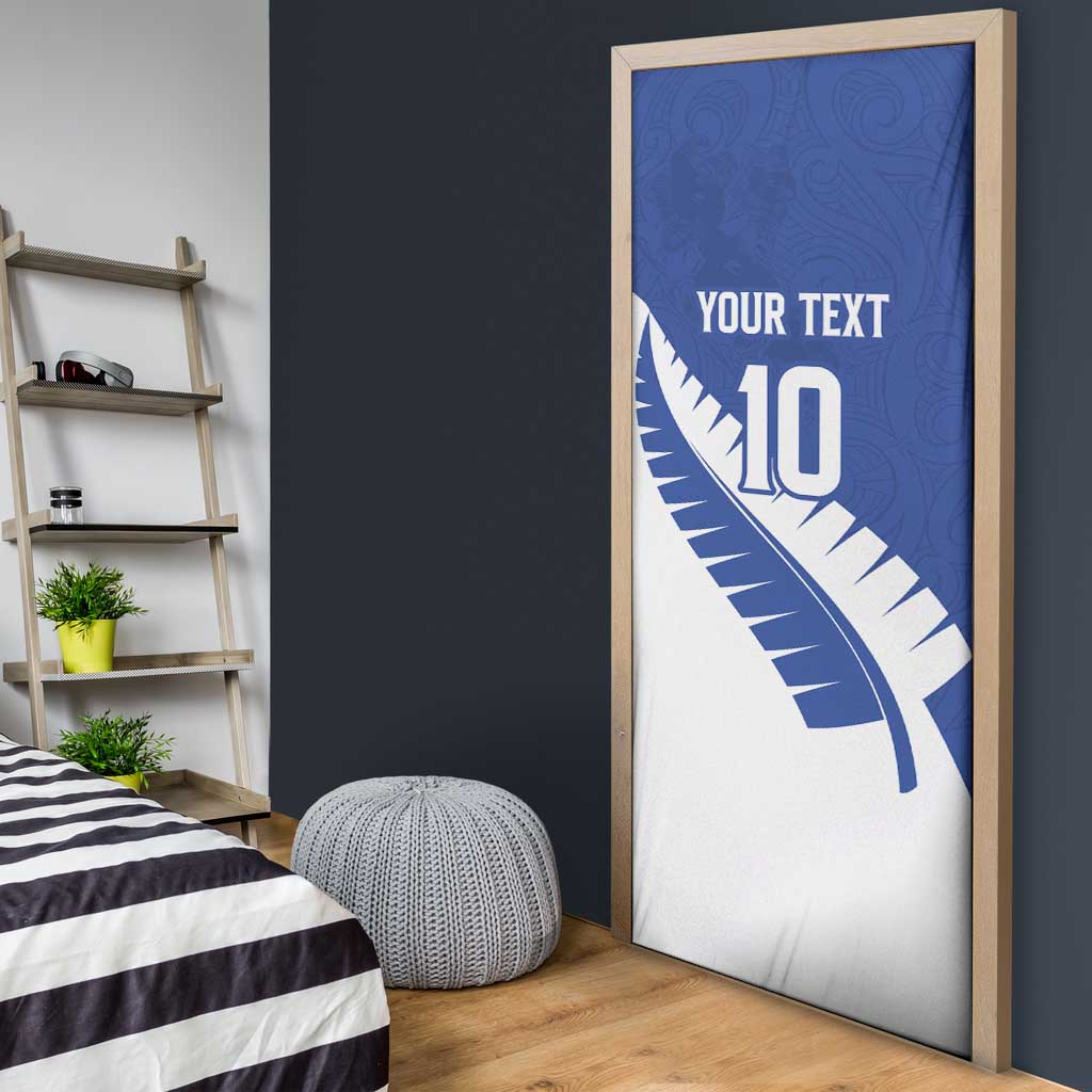Custom New Zealand Cricket Door Cover Kiwi Birds Haka Dance Blue Fern Sporty Style