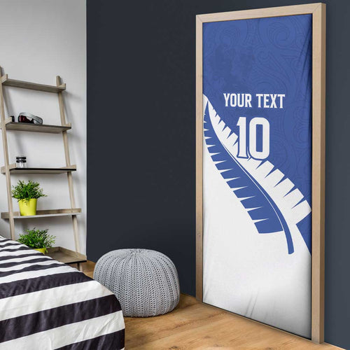 Custom New Zealand Cricket Door Cover Kiwi Birds Haka Dance Blue Fern Sporty Style