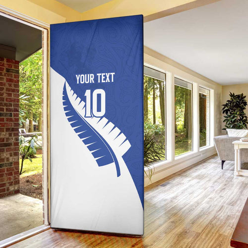 Custom New Zealand Cricket Door Cover Kiwi Birds Haka Dance Blue Fern Sporty Style