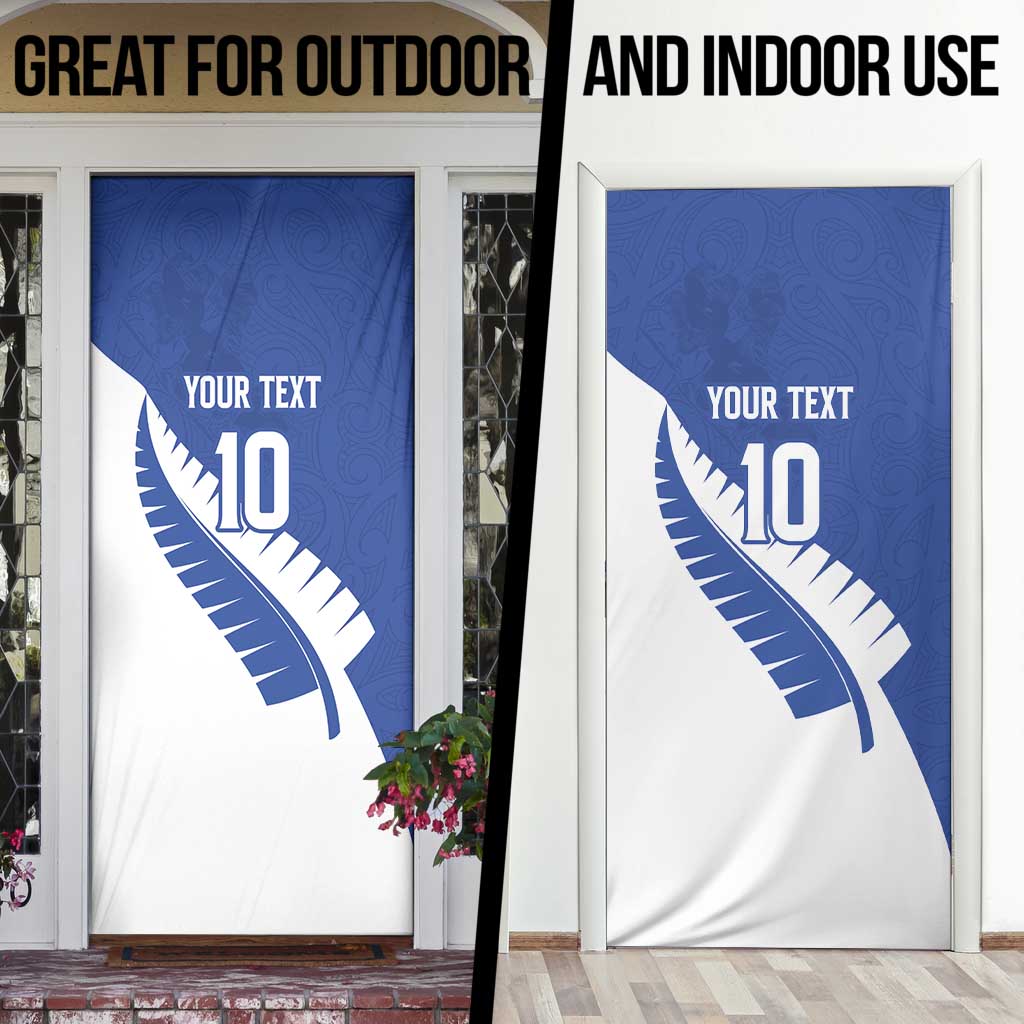 Custom New Zealand Cricket Door Cover Kiwi Birds Haka Dance Blue Fern Sporty Style