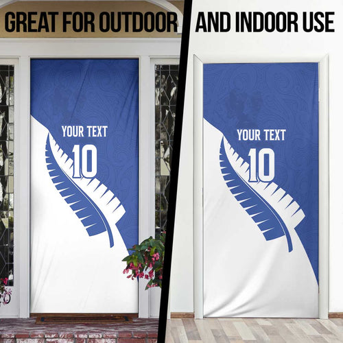 Custom New Zealand Cricket Door Cover Kiwi Birds Haka Dance Blue Fern Sporty Style