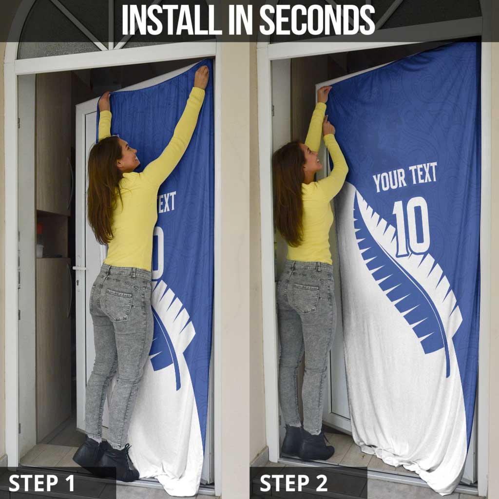 Custom New Zealand Cricket Door Cover Kiwi Birds Haka Dance Blue Fern Sporty Style