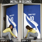 Custom New Zealand Cricket Door Cover Kiwi Birds Haka Dance Blue Fern Sporty Style