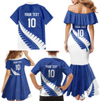 Custom New Zealand Cricket Family Matching Mermaid Dress and Hawaiian Shirt Kiwi Birds Haka Dance Blue Fern Sporty Style