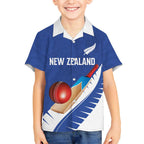 Custom New Zealand Cricket Hawaiian Shirt Kiwi Birds Haka Dance Blue Fern Sporty Style