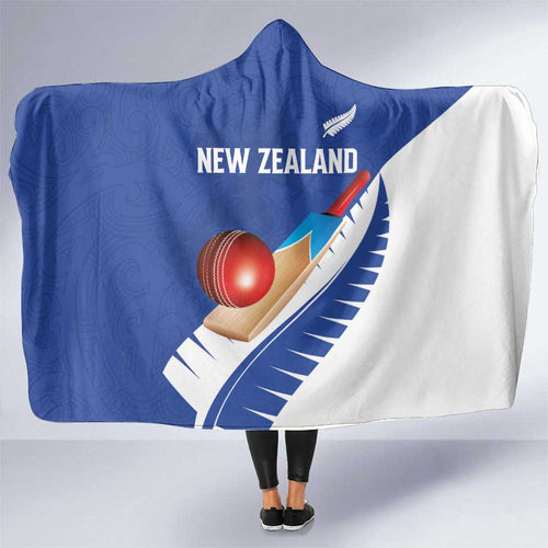 New Zealand Cricket Hooded Blanket Kiwi Birds Haka Dance Blue Fern Sporty Style