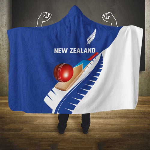 New Zealand Cricket Hooded Blanket Kiwi Birds Haka Dance Blue Fern Sporty Style