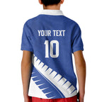 Custom New Zealand Cricket Kid Polo Shirt Kiwi Birds Haka Dance Blue Fern Sporty Style