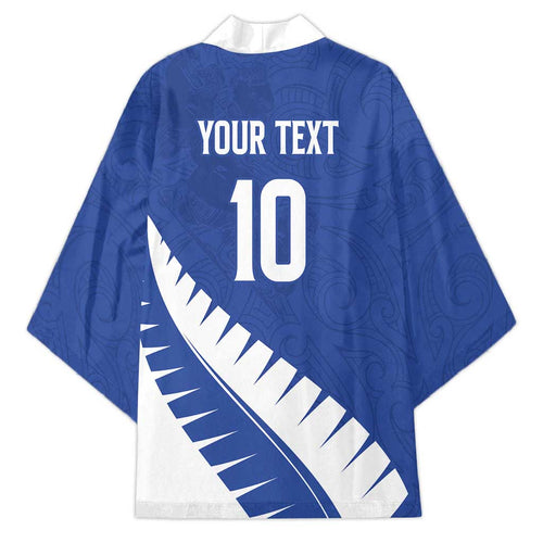 Custom New Zealand Cricket Kimono Kiwi Birds Haka Dance Blue Fern Sporty Style