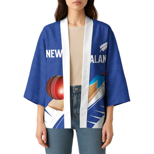Custom New Zealand Cricket Kimono Kiwi Birds Haka Dance Blue Fern Sporty Style