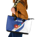 New Zealand Cricket Leather Tote Bag Kiwi Birds Haka Dance Blue Fern Sporty Style